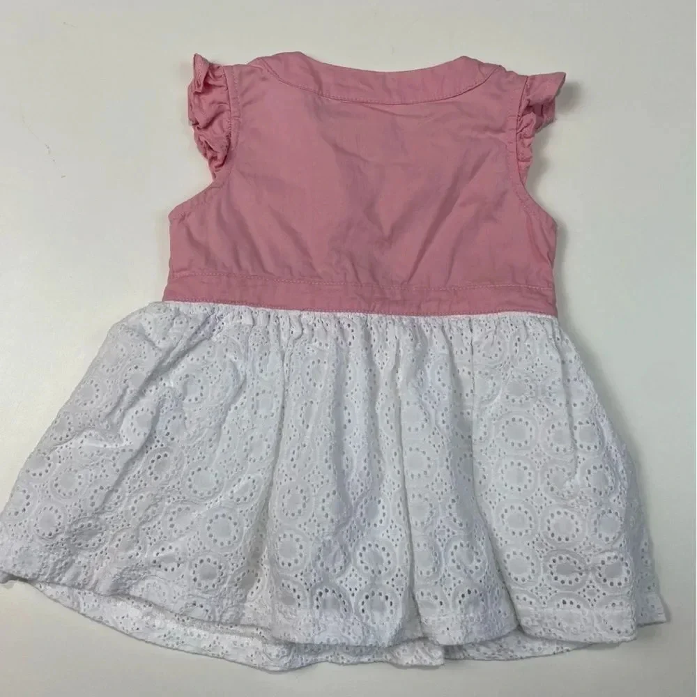 Juicy Couture toddler girls pink and white eyelet  dress size 12M - Picture 4 of 5
